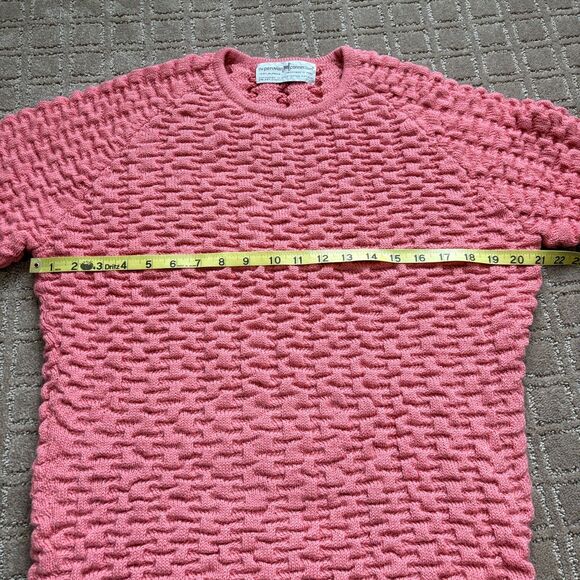 Peruvian Connection VTG Alpaca Cable Knit Sweater Women's L Pink Melon Chunky - Picture 6 of 8